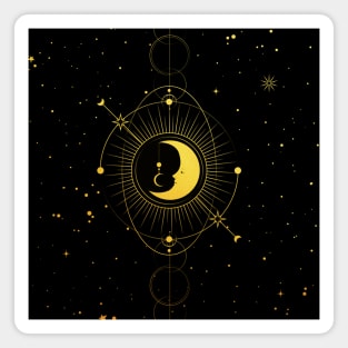 Cosmic Waxing Crescent Moon Gold Texture Magnet